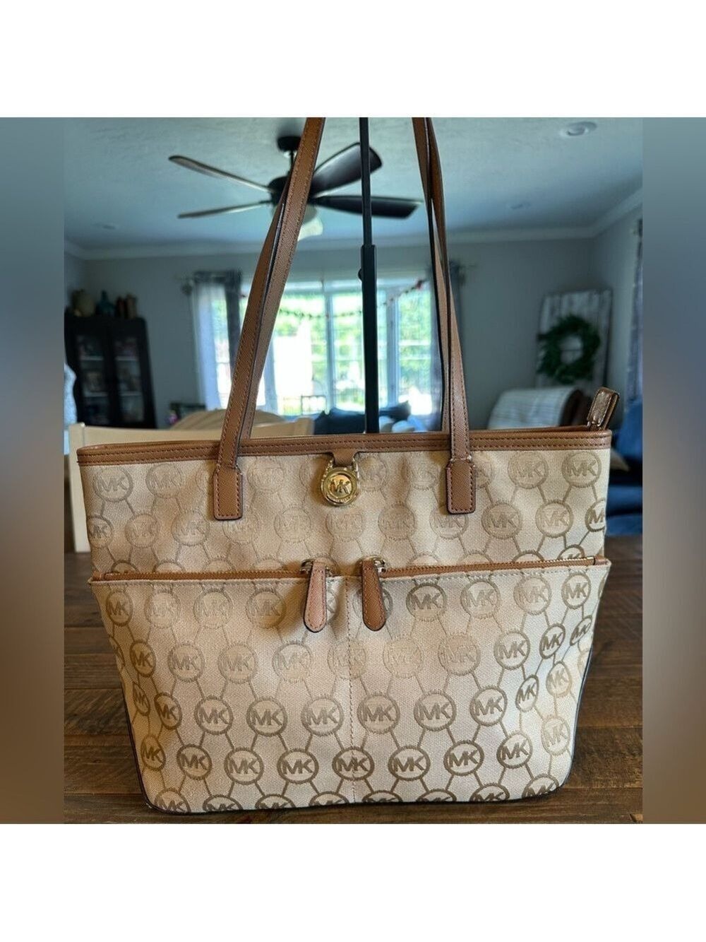 Michael Kors Kempton Signature Tan Pocket Tote